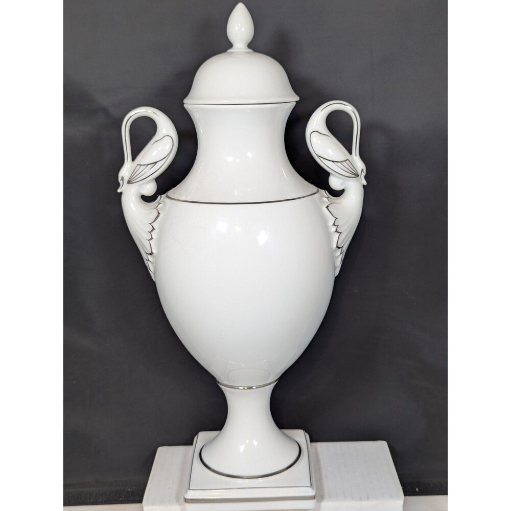 AK Kaiser 796 Mantel Urn 15" W Germany Swan Handles